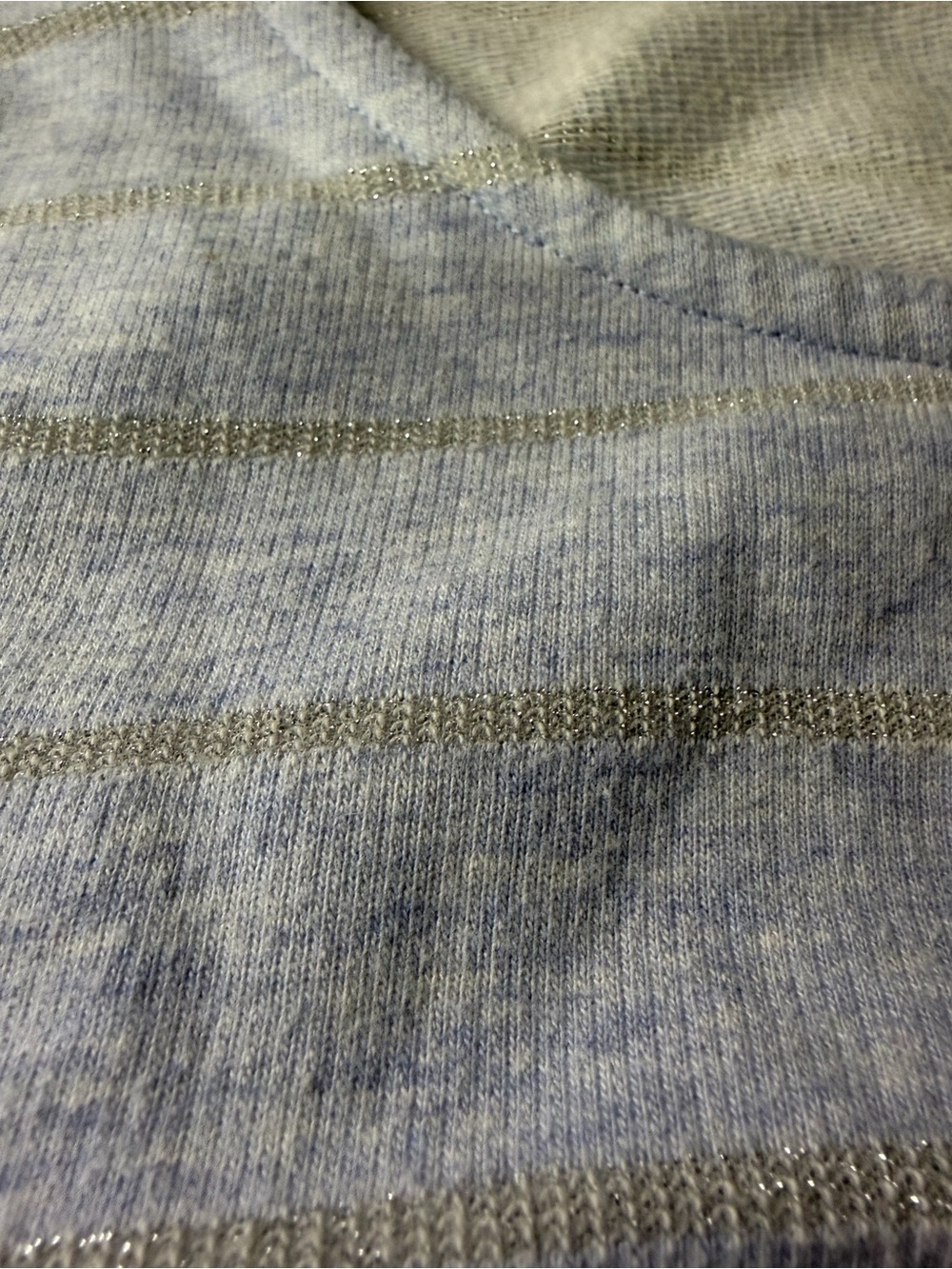 Chicos size 1 Light Blue Striped Pullover Sweater with silver sparkle accents - Picture 3 of 6